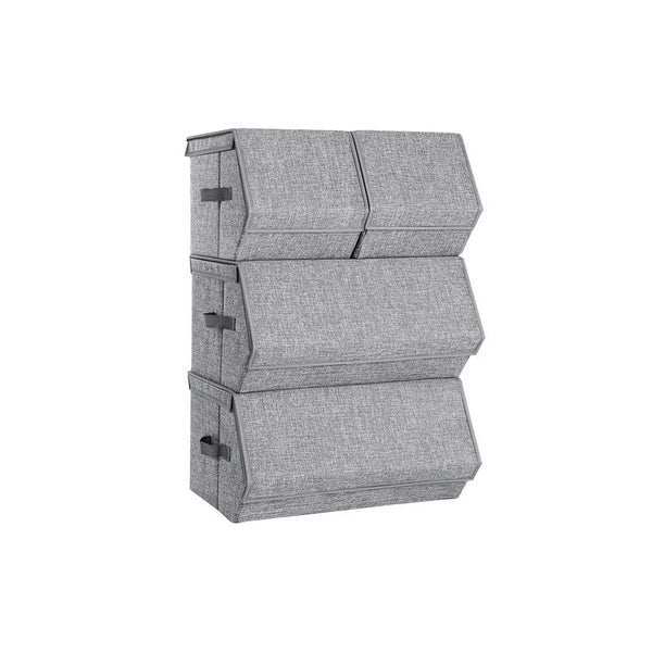 Boîtes de rangement - boîtes en tissu - avec couvercles - 4 pièces - empilables