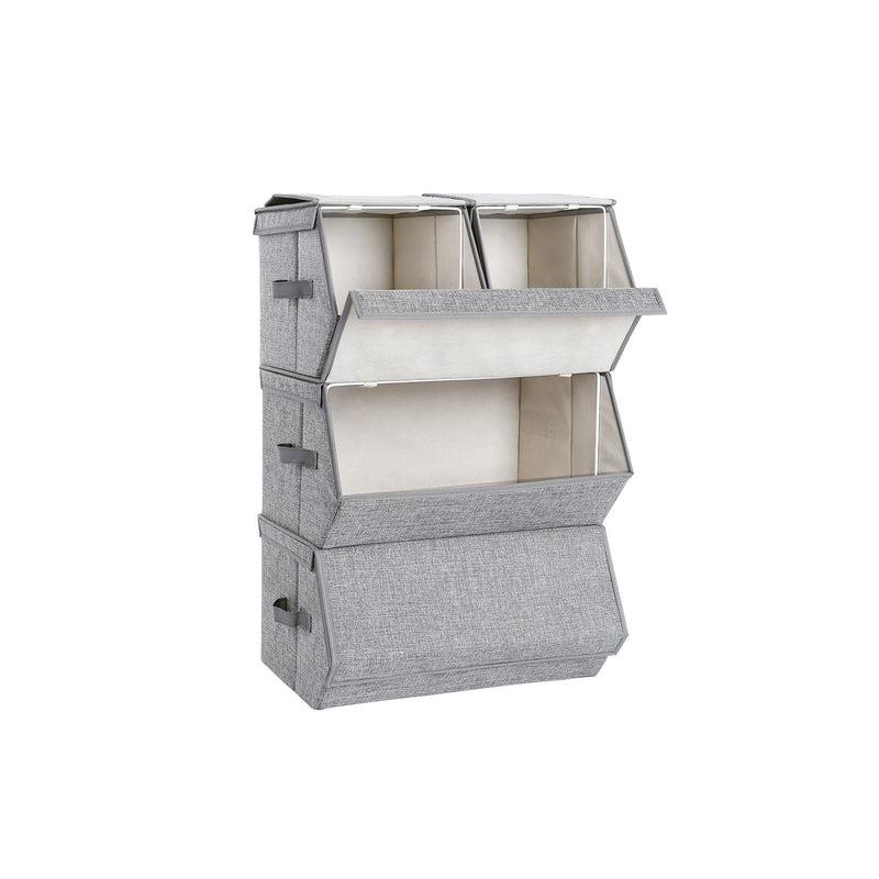 Boîtes de rangement - boîtes en tissu - avec couvercles - 4 pièces - empilables