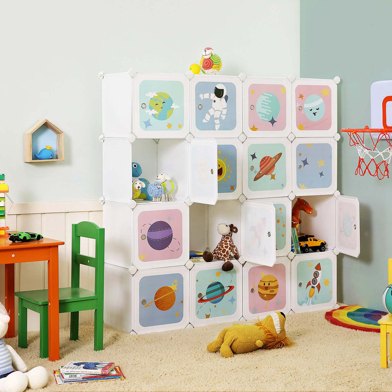 Armoire de rangement - Pour les enfants - armoire avec portes - Rack de chaussures en plastique - blanc