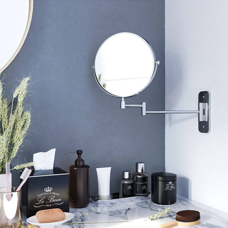 Udvidelig Make -Up Mirror - Slibende spejl - 360 ° Rotatable - Med foldningsarm - Sølv