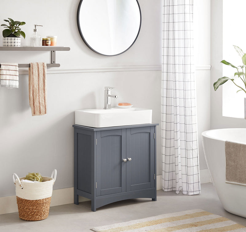 Cabinet de lavabo - Meubles de salle de bain - avec 2 portes - Style de campagne - Gray