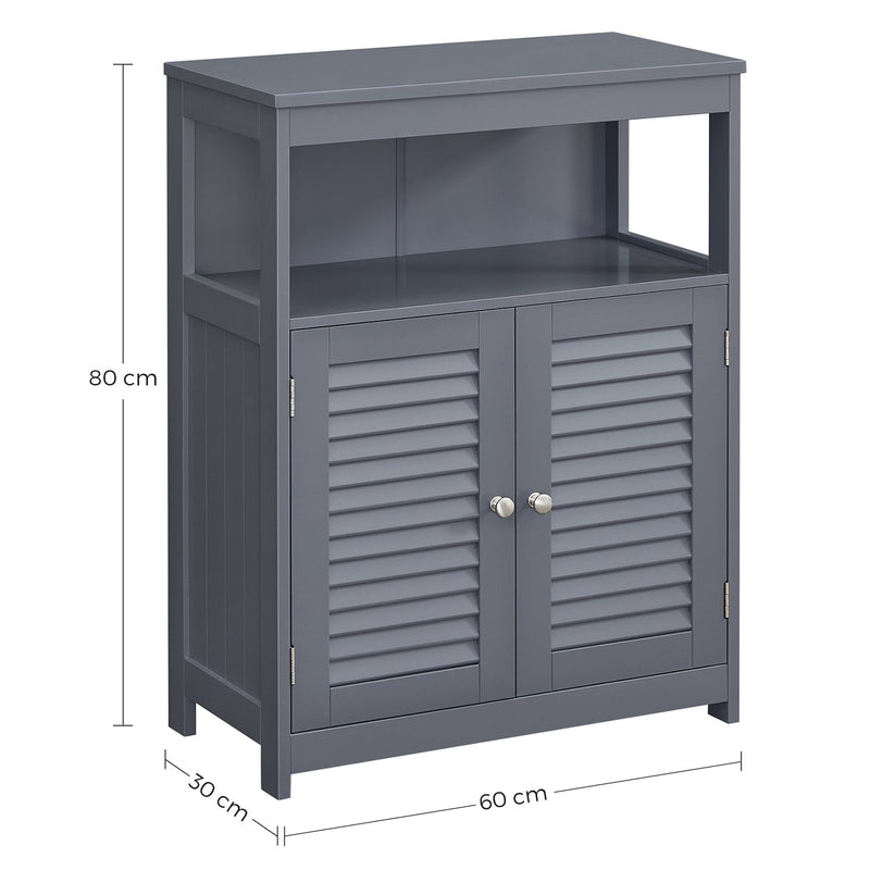 Armoire de salle de bain - Armoire de cuisine avec compartiment ouvert - Gris