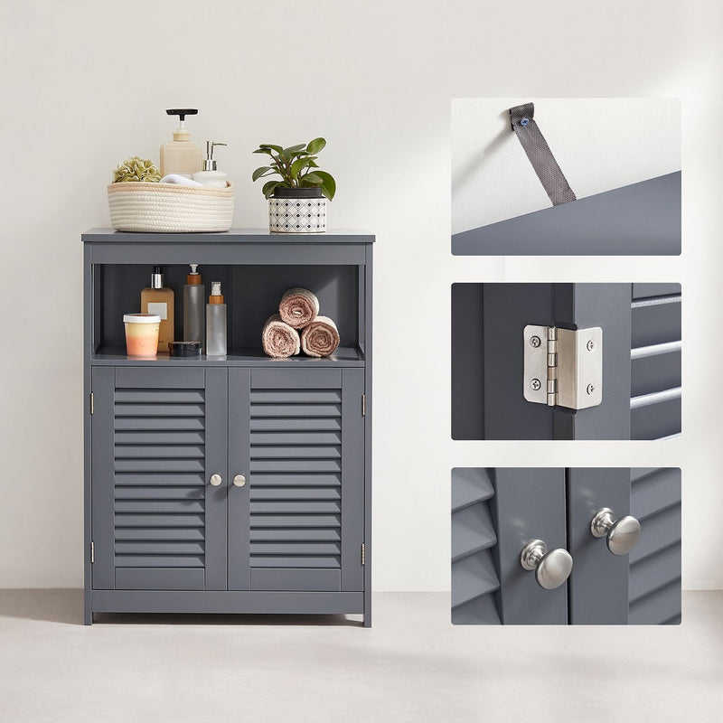 Armoire de salle de bain - Armoire de cuisine avec compartiment ouvert - Gris