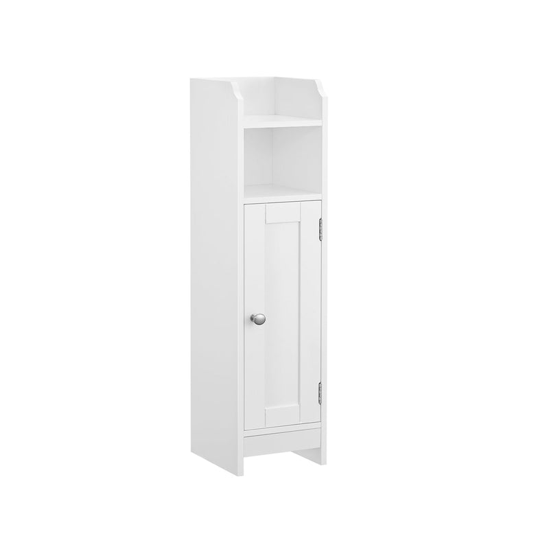 Armoire de salle de bain étroite - avec porte - 2 étagères - blanc