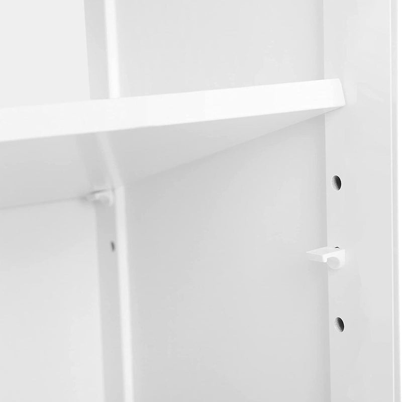 Armoire de salle de bain avec compartiment ouvert - étagères réglables - blanc