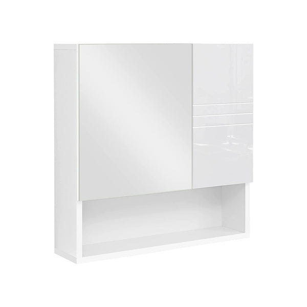 Spiegelkast - badkamerkast - Met verstelbare plank - 54 x 15 x 55 cm - Wit