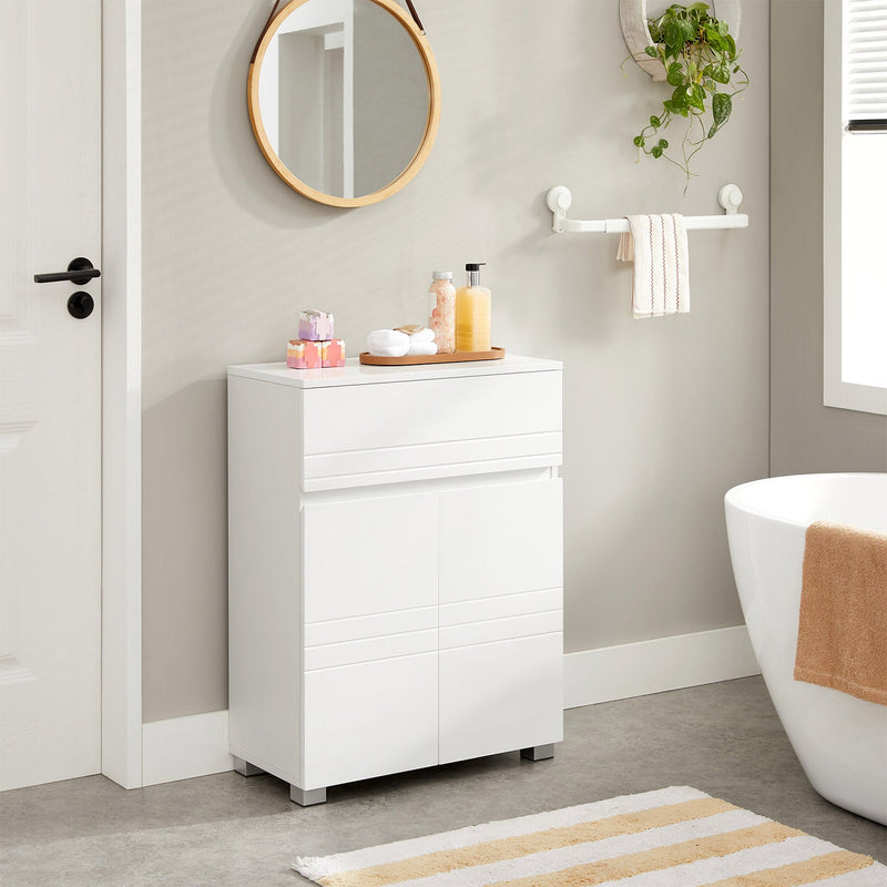 Armoire de salle de bain - buffet avec tiroir - blanc