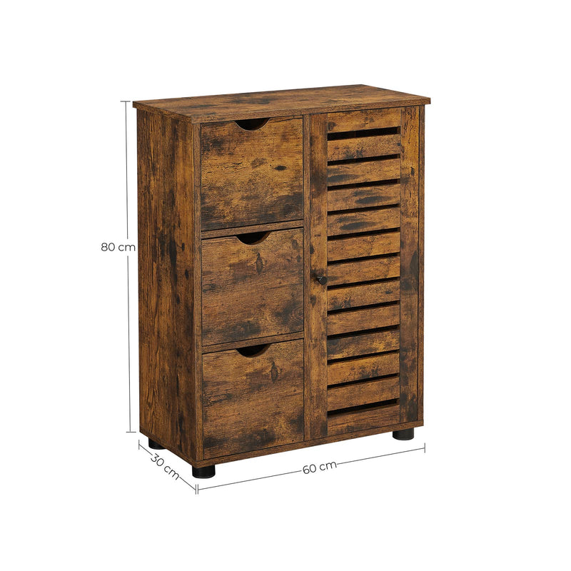 Mobilier de baie - Dresser - Dulap de depozitare - 3 încărcături - 2 rafturi reglabile - maro