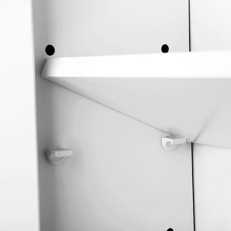 Armoire miroir - armoire de salle de bain - 2 étagères - avec miroir - suspendu - blanc