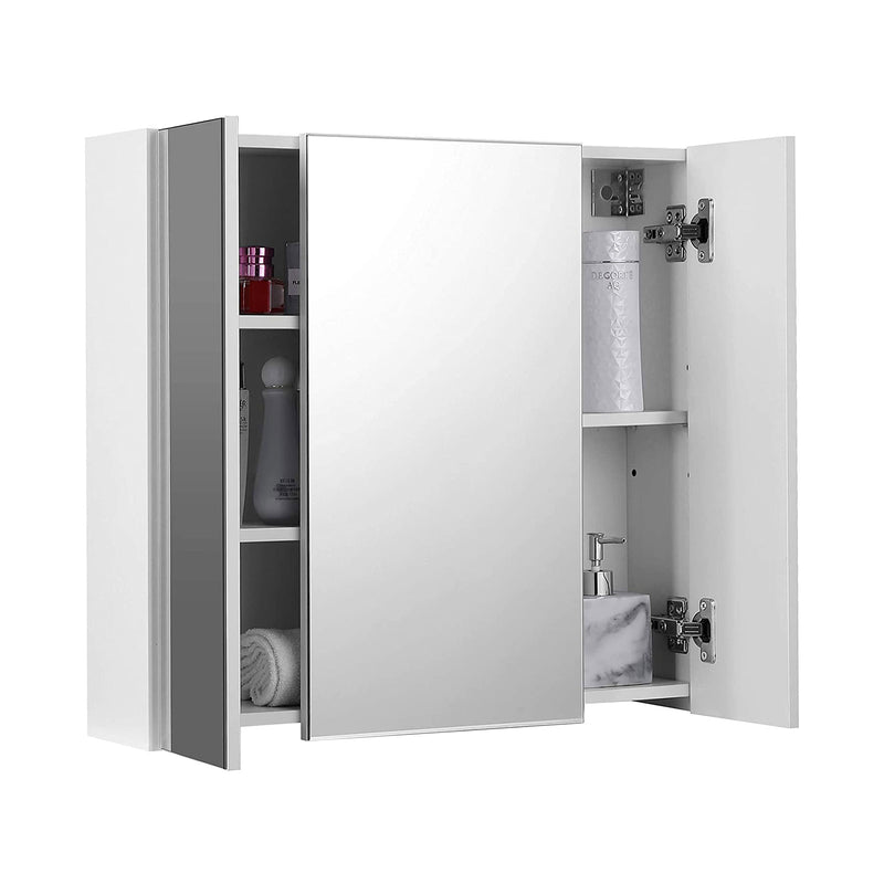 Armoire miroir - armoire de salle de bain - 2 étagères - avec miroir - suspendu - blanc