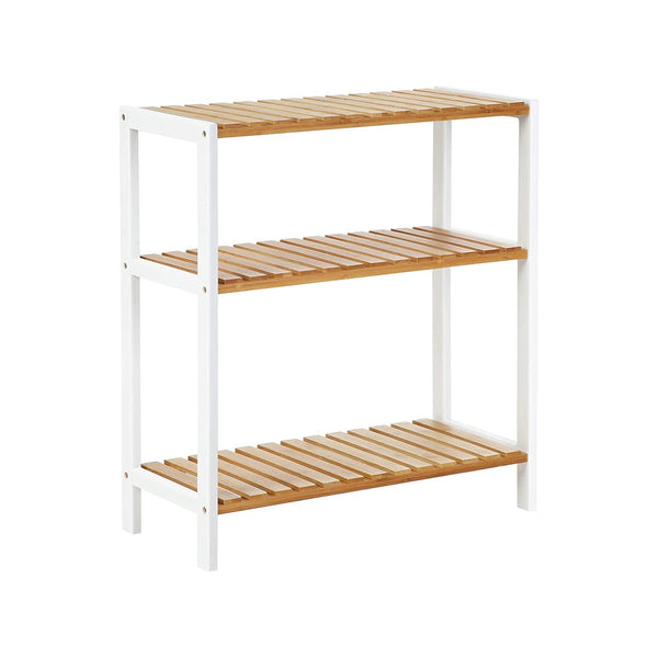 Shoe Rack - Plant Rack - Badrumsställ - Shoe Shelf - Badrumsplank - Bambu / vit