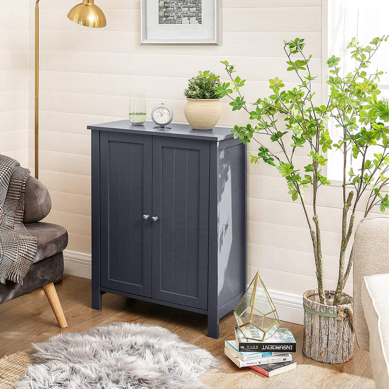 Armoire de salle de bain - Meubles de salle de bain - armoire de rangement - avec 2 portes - avec 2 étagères réglables - gris