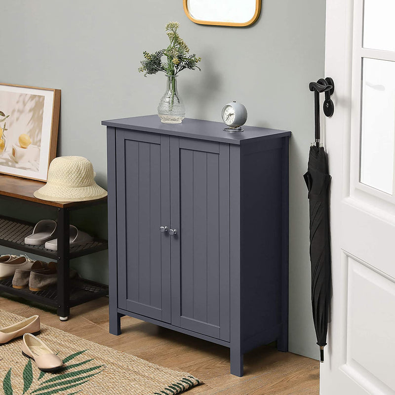 Armoire de salle de bain - Meubles de salle de bain - armoire de rangement - avec 2 portes - avec 2 étagères réglables - gris