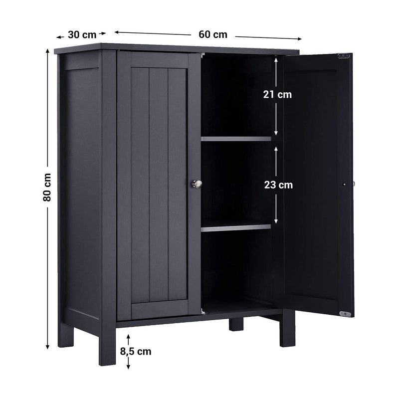 Armoire de salle de bain - Meubles de salle de bain - armoire de rangement - avec 2 portes - avec 2 étagères réglables - gris