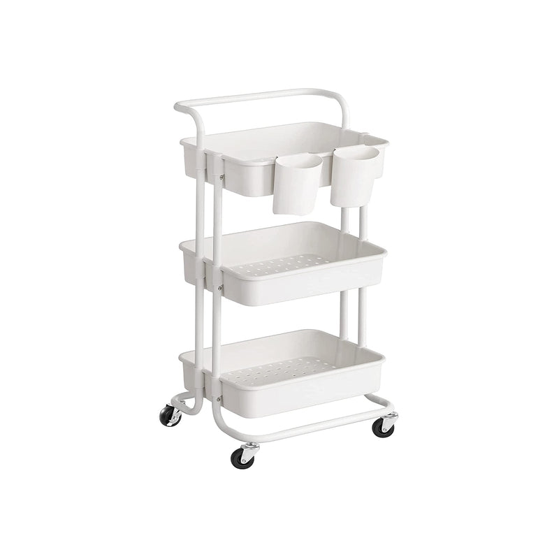 Trolley - Keukenwagen - Opbergplanken - 3 niveaus - Wit