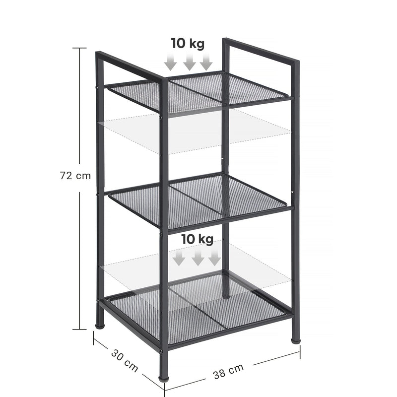 Bijzettafel - Badkamerrek - Badkamerplank - Keukenrek - Keukenplank - Zwart