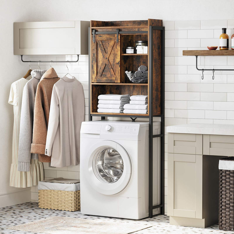 Étagère aux toilettes - armoire de salle de bain - cadre en acier - armoire à laver - noir marron