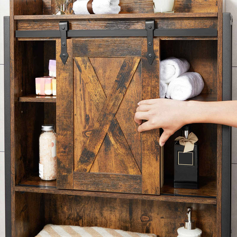 Étagère aux toilettes - armoire de salle de bain - cadre en acier - armoire à laver - noir marron