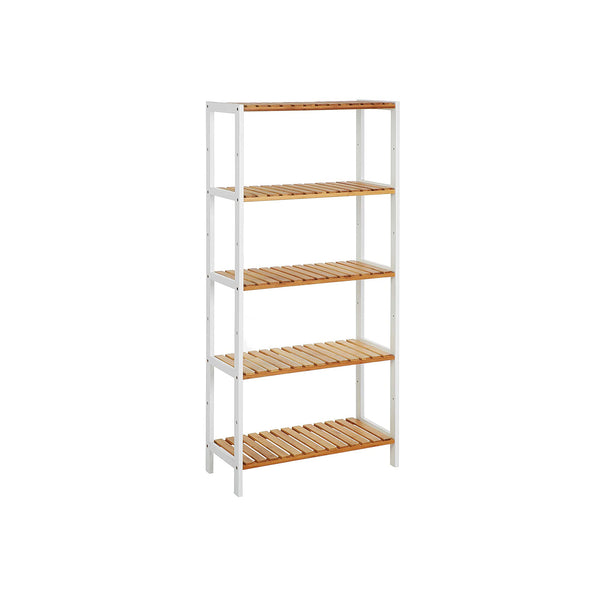 Rack Standing - Bătă de baie - cu 5 niveluri - Bamboo - maro alb