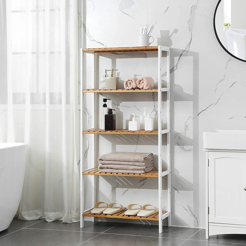 Rack debout - Rack de salle de bain - avec 5 niveaux - Bamboo - Brown Brown