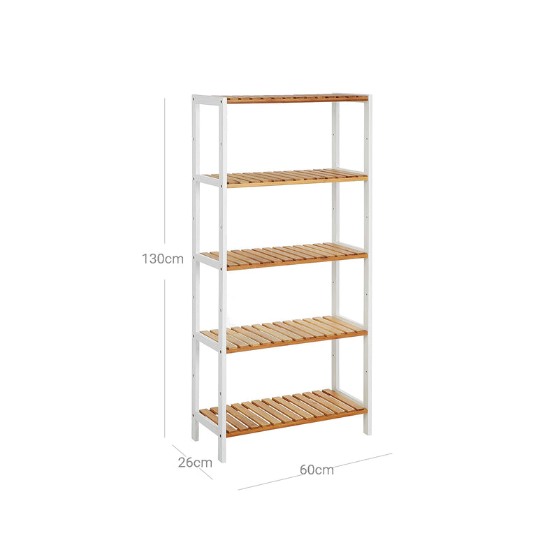 Standing Rack - Badrumsställ - med 5 nivåer - Bambu - White Brown