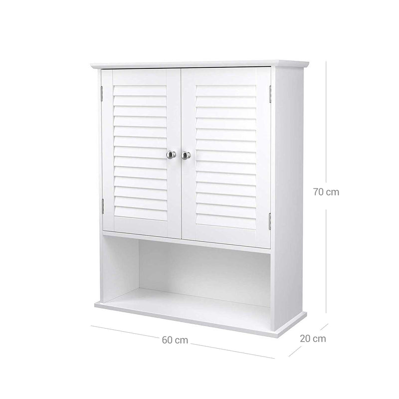 Armoire de salle de bain suspendue - armoire à pharmacie - étagères réglables - blanc