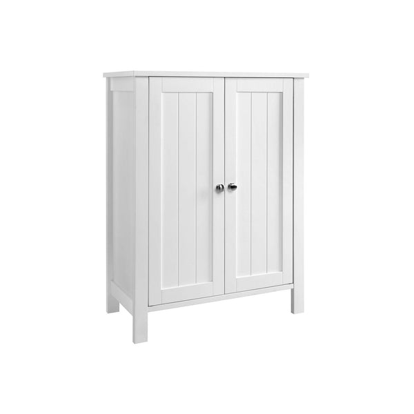 Armoire de salle de bain avec porte double - étagères réglables - blanc