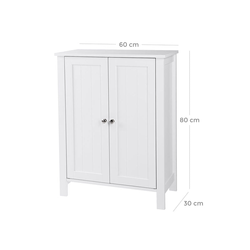 Armoire de salle de bain avec porte double - étagères réglables - blanc