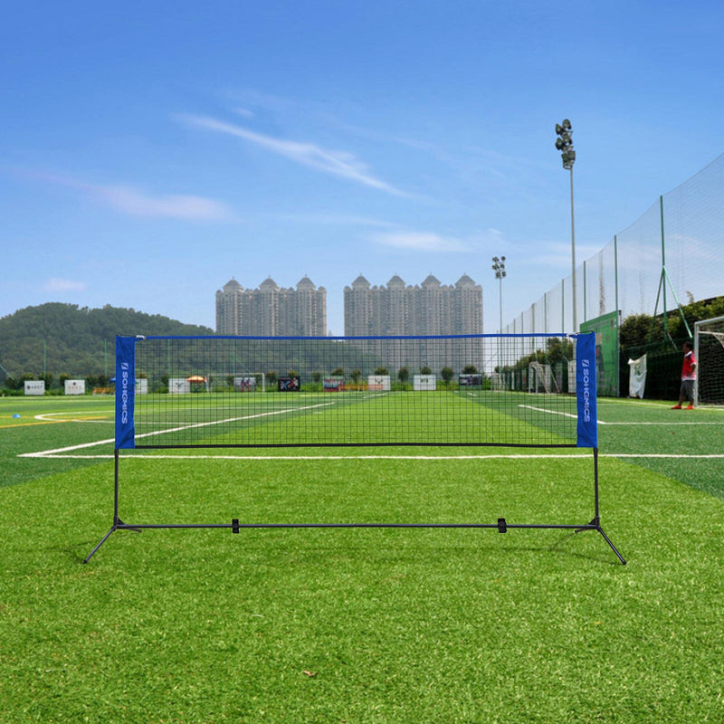 Badmintonnet - Tennisnet - In hoogte verstelbaar - Set bestaande uit - Net, Stevig ijzeren frame en Transporttas - Blauw