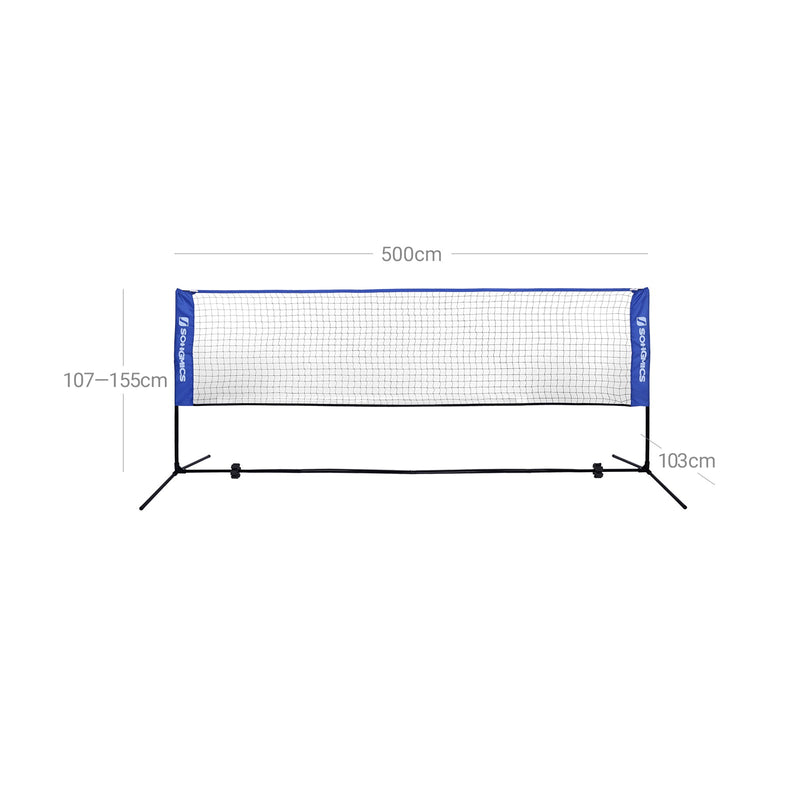 Badmintonnet - Tennisnet - In hoogte verstelbaar - Set bestaande uit - Net, Stevig ijzeren frame en Transporttas - Blauw