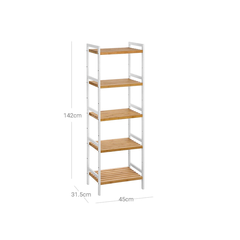 Bamboerek - Rack de cuisine - Rack de salle de bain - Rack de livres - Rack debout - avec 5 étagères