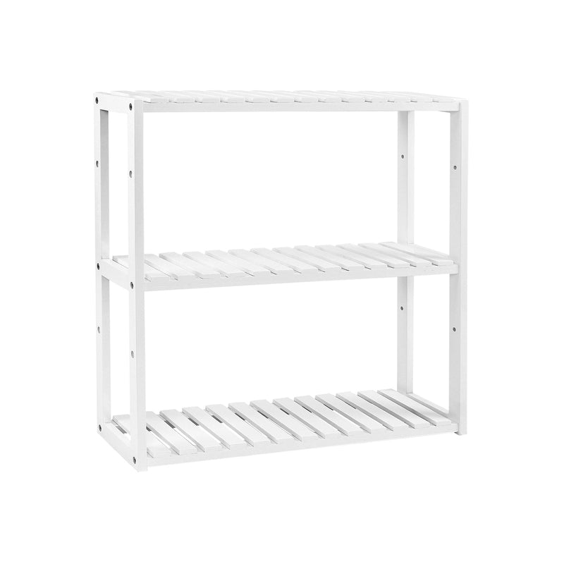 Badrumsställ - Plant Rack - Bambu Plank - Med 3 justerbara hyllor - White