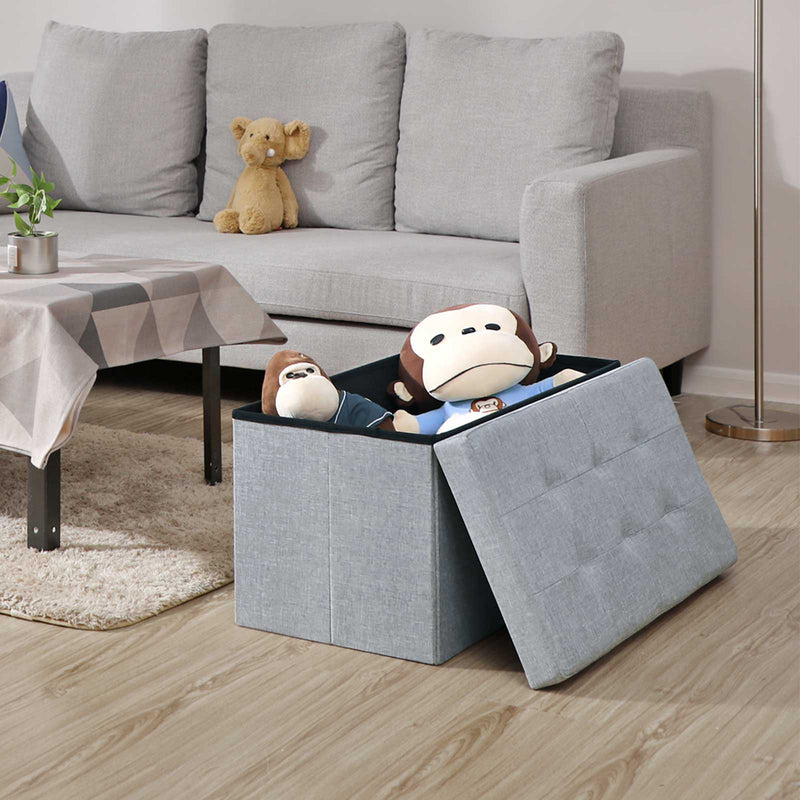 Tabouret de siège - canapé - 80 litres - pliable - imposable jusqu'à 300 kg - 76 x 38 x 38 cm - gris clair