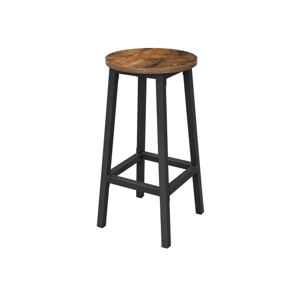 Tabouret de bar - ensemble de 2 chaises de bar - chaises de cuisine - avec cadre en acier robuste - brun vintage - noir