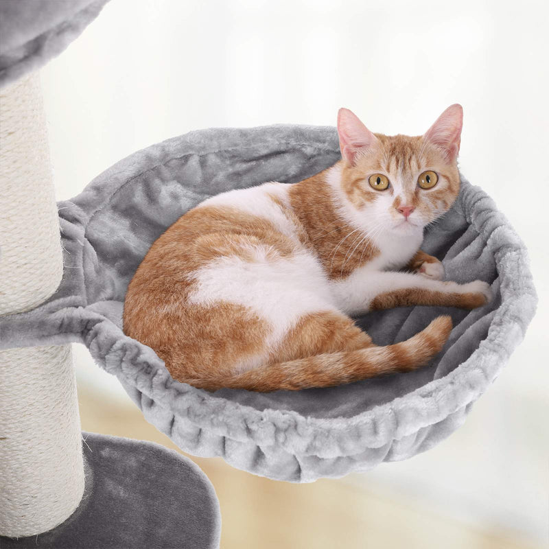 Scratching Post - avec plate-forme - avec grotte - Cat Sleeping Place - 112 cm - Gris clair