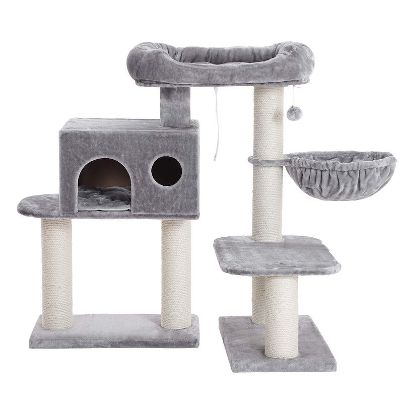 Post de zgâriere - cu platformă - cu Peștera - Cat Sleeping Loc - 112 cm - gri deschis