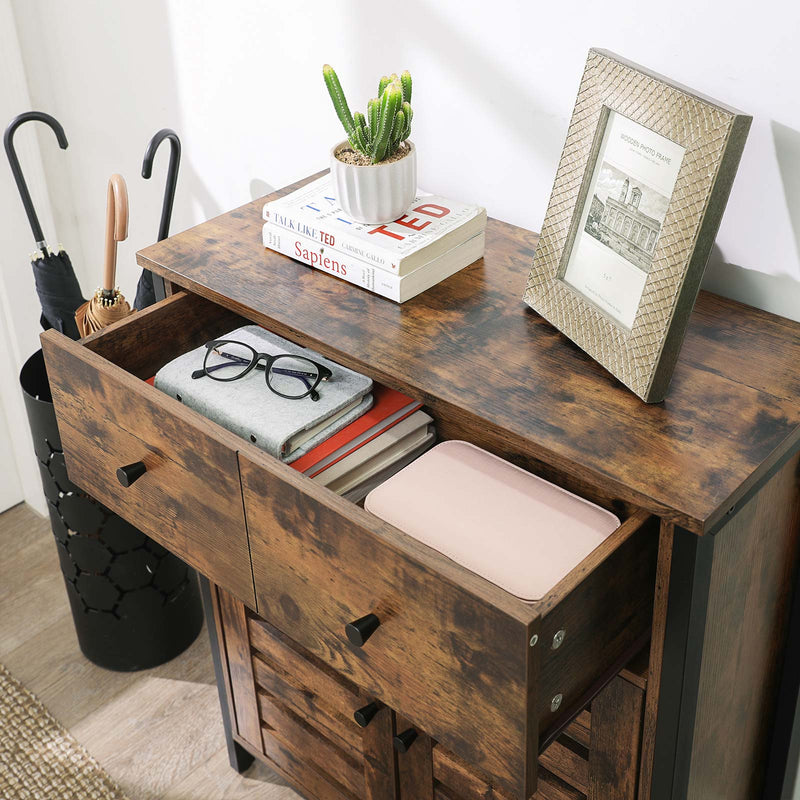 Dulap lateral - Dulap de baie - Dulap de garnitură - Sideboard - Dulap de bucătărie - Vintage Maro / Negru