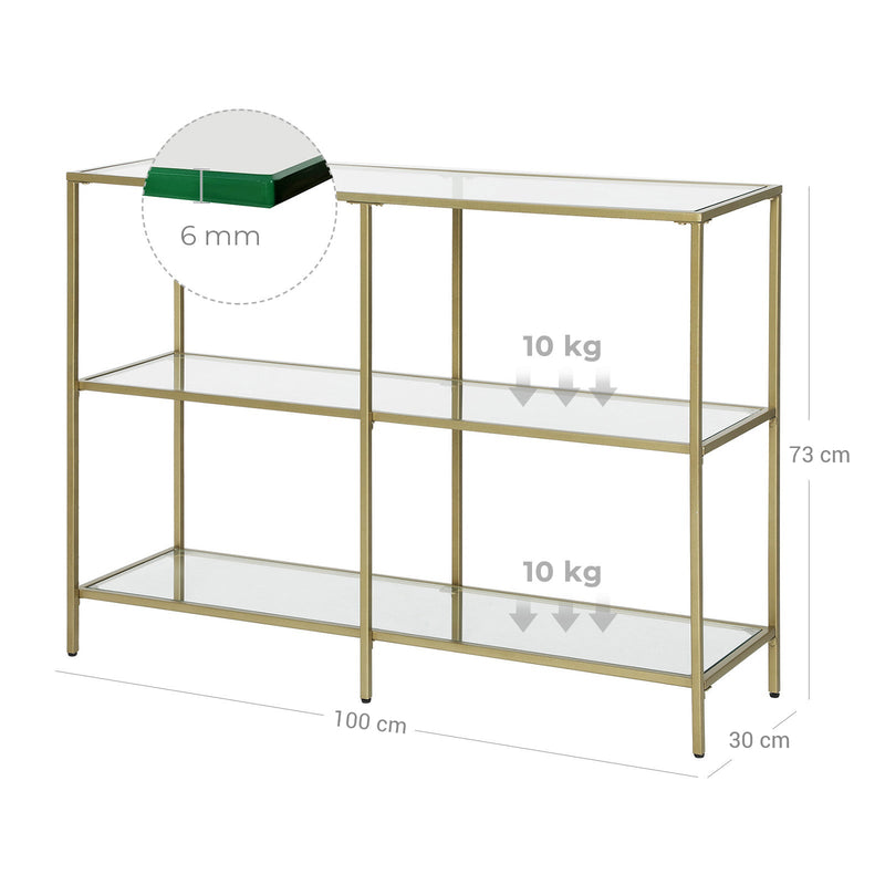 Glasvægsbord med gylden ramme - Consoline Table - Hall Table - Guld