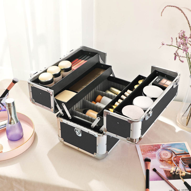 BEAUDYCASE - MADE -UP Suitcase - Make -Up Box - Aluminium - Multicase - avec bandoulière - 36,5 x 21 x 25,7 cm