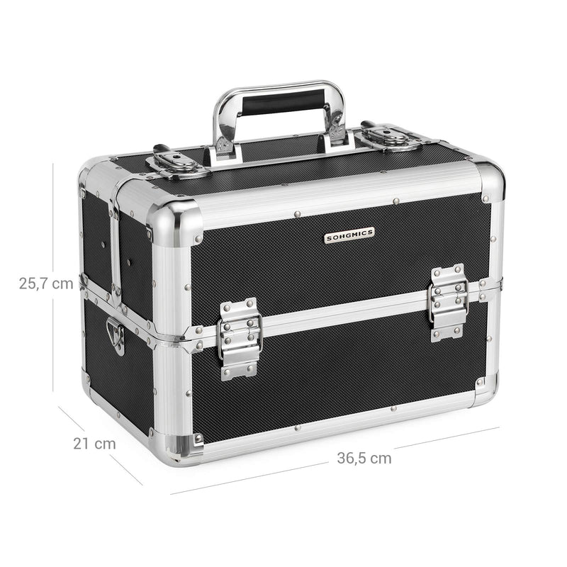 Beautycase - Make-up Koffer - Make-up box - Aluminium - Multicase - Met schouderband - 36,5 x 21 x 25,7 cm