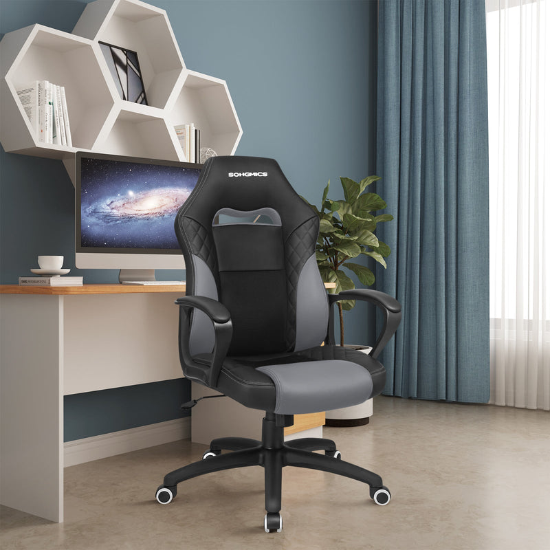 Chaise de jeu - Chaise de bureau - avec une fonction SAW - Chaise de course - Black Gray