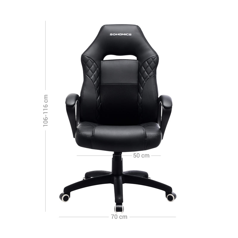Chaise de jeu - Chaise de bureau - avec une fonction SAW - Chaise de course - Black Gray
