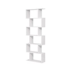 Boekenkast - Boekenplank - Met 6 niveaus - Decoratieve plank - Wit