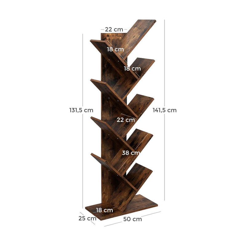 Bokhylla - Bokhylla - Stående plank med 8 nivåer - Brown