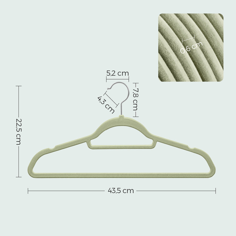 Cintres de vêtements - Slip anite - Ensemble de 20 - Plastique - Extra Light - Green