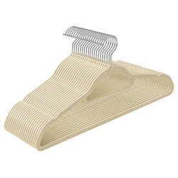 Fluwelen kleerhanger - Kledinghanger - Set van 20 - kleerhanger - Anti-slip - Kleine stang voor dassen - Beige