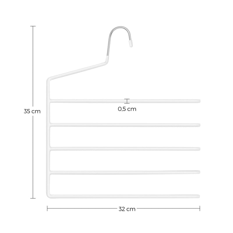 Broekhanger - Kledinghangers - Hangers - Ruimtebesparend - Set van 4 - Meerdere hangers - Open uiteinde - Antislip - Wit