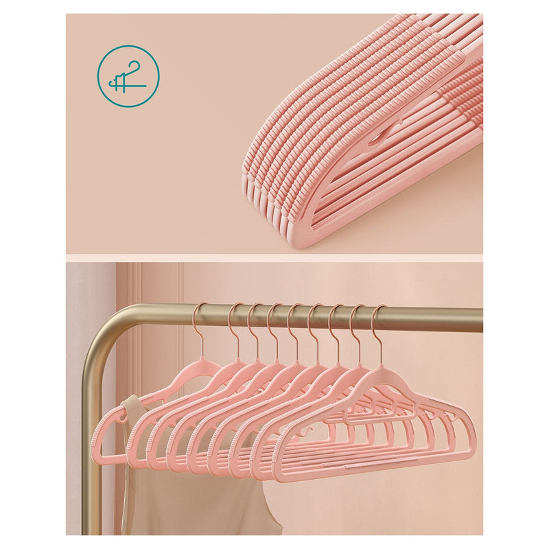 Kledinghangers - Kleedhangers - Hangers van kunststof - Set van 30 - Antislip - Roze