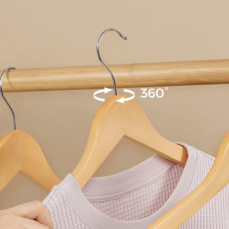 Hangage à vêtements en bois - Ensemble de 10 - cintre de tissu en bois massif - Anti -slip