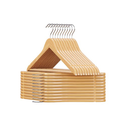 Houten kleerhanger - Set van 20 - Massief houten kleerhanger - Anti-slip - 360° draaibare haak